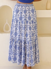 Aspiga Blue Becks Cotton Block Print Skirt - Image 4 of 5