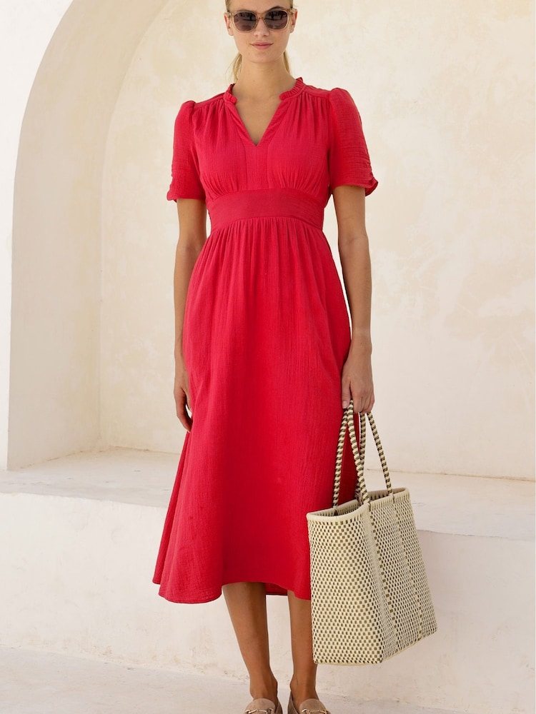 Aspiga Red Esha Cheesecloth Dress - Image 1 of 5 Aspiga Red Esha Cheesecloth Dress - Image 1 of 5