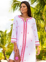 Aspiga Pink Guadalupe Embroidered Cotton Short Tunic - Image 1 of 4