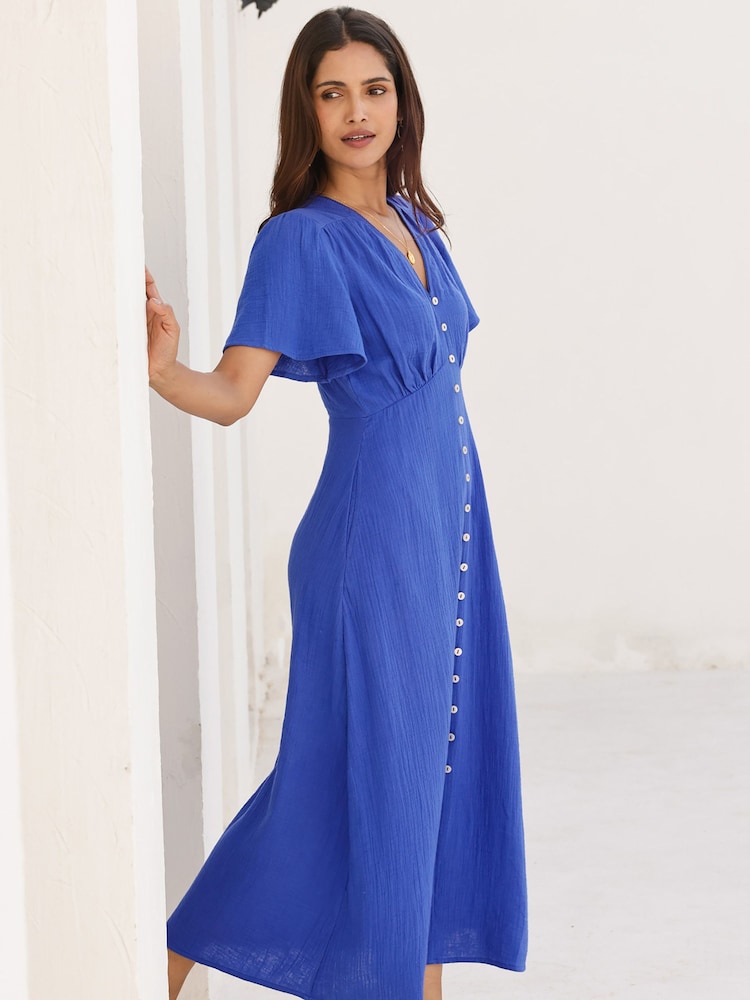 Aspiga Blue Tessa Cotton Cheesecloth Dress - Image 6 of 6