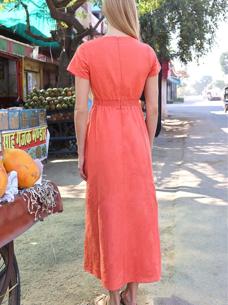 Aspiga Orange Louisa Linen Blend Dress - Image 2 of 4 Aspiga Orange Louisa Linen Blend Dress - Image 2 of 4