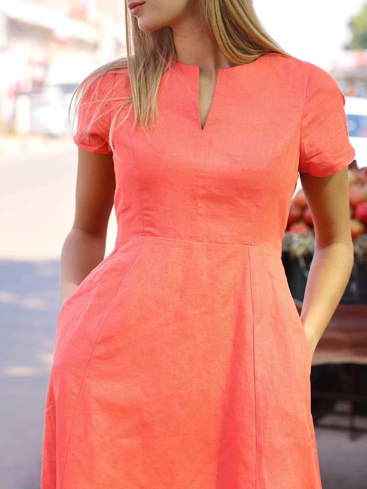 louisa linen dress Womens Aspiga Orange Louisa Linen Blend Dress M