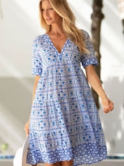 Aspiga Blue Santorini Cotton Kaftan - Image 2 of 4
