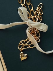 Carrie Elizabeth Gold Tone Molten Oval Opening Link Chain Necklace with Heartbeat Charm - Image 3 of 3