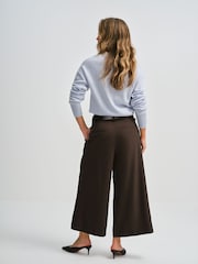The Set 2 Pack Formal Culotte Trousers Chocolate Brown/Cream - Image 6 of 10