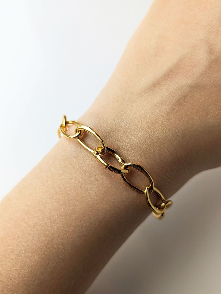 Carrie Elizabeth Gold Tone Molten Oval Opening Link Chain Bracelet - Image 4 of 4