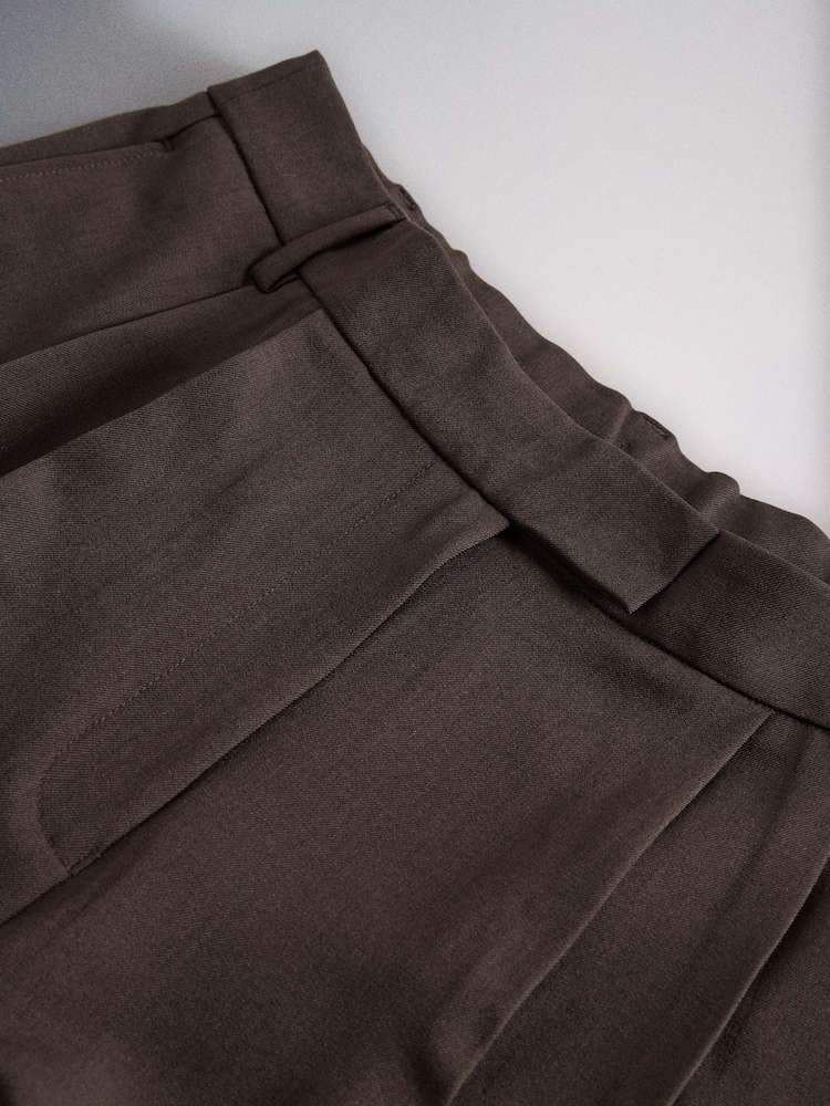 The Set 2 Pack Formal Wide Leg Trousers Chocolate Brown/ Taupe - Image 10 of 10