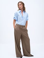 The Set 2 Pack Formal Wide Leg Trousers Chocolate Brown/ Taupe - Image 6 of 11