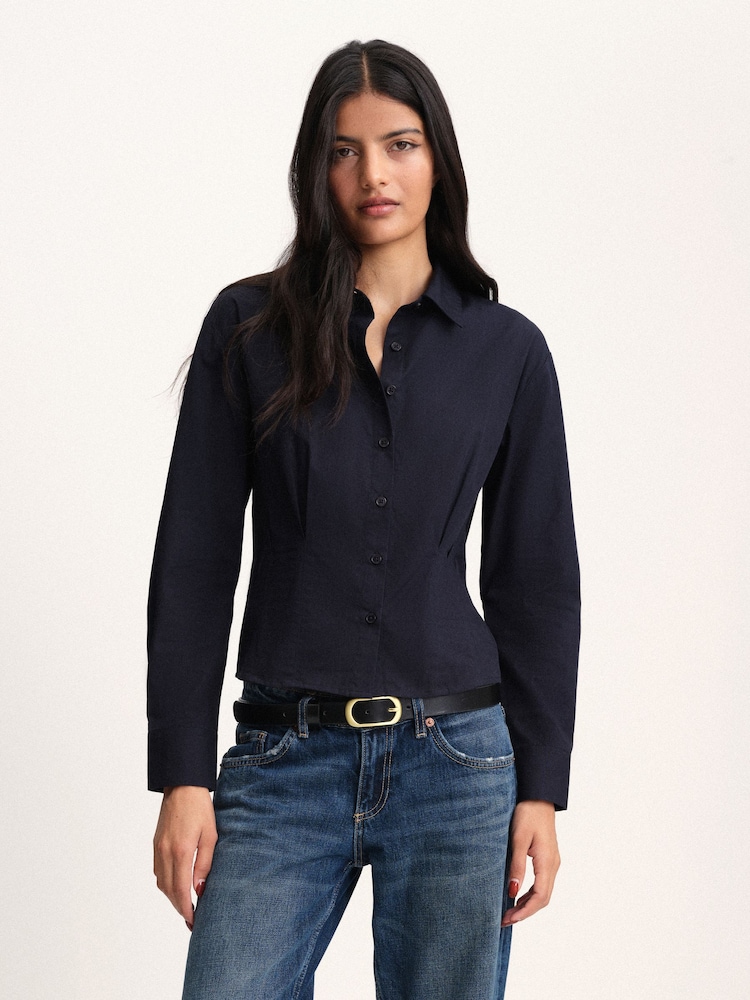The Set 2 Pack Waisted Shirts Navy Blue/White - Image 1 of 10