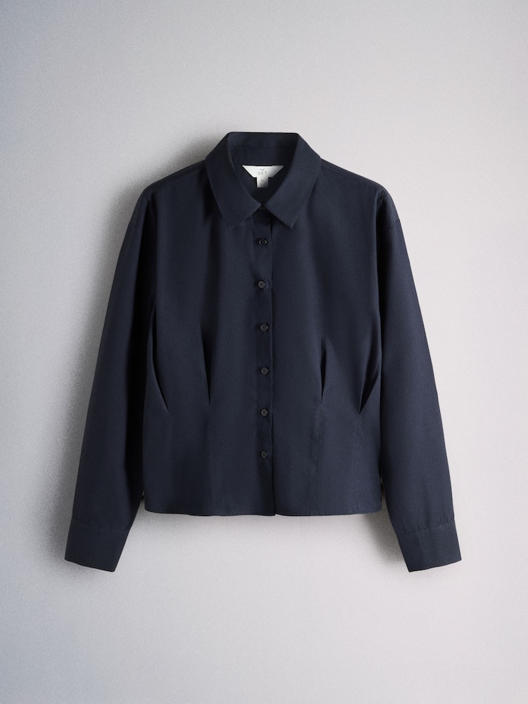 The Set 2 Pack Waisted Shirts Navy Blue/White - Image 2 of 10