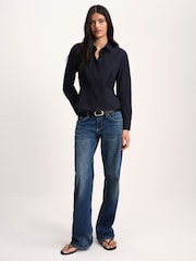 The Set 2 Pack Waisted Shirts Navy Blue/White - Image 5 of 10