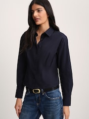 The Set 2 Pack Waisted Shirts Navy Blue/White - Image 6 of 10