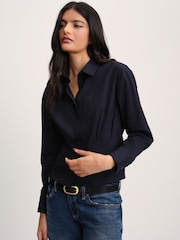 The Set 2 Pack Waisted Shirts Navy Blue/White - Image 7 of 10