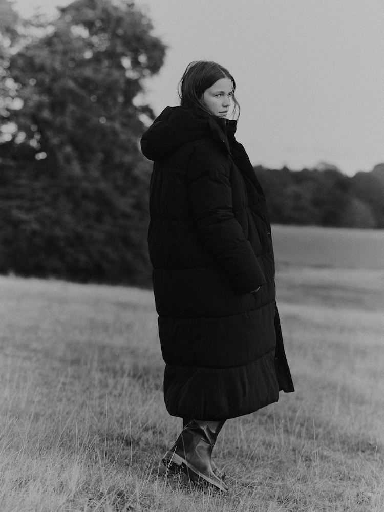 The Set Showerproof Padded Maxi Coat Black - Image 1 of 8 The Set Showerproof Padded Maxi Coat Black - Image 1 of 8
