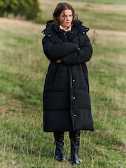 The Set Showerproof Padded Maxi Coat Black - Image 3 of 8