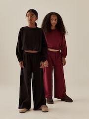 Black/Berry Long Sleeve and Wide Leg Top & Joggers Set 2 Pack (3-16yrs) - Image 1 of 6