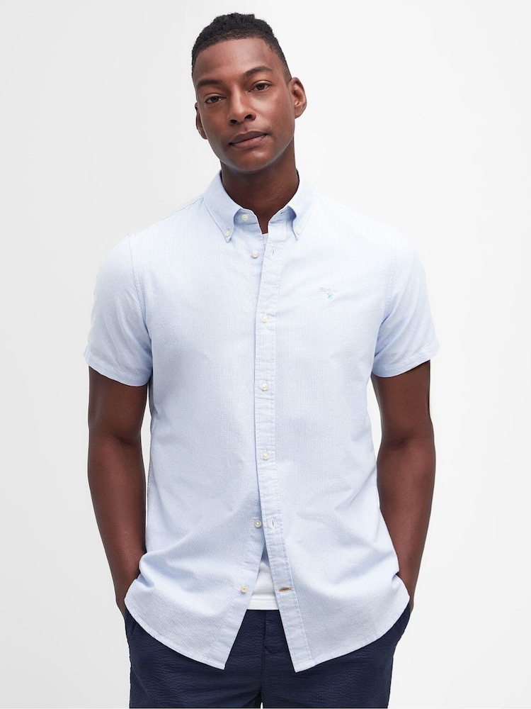 Barbour® Blue Striped Oxtown Short Sleeve Tailored Shirt - Image 1 of 7