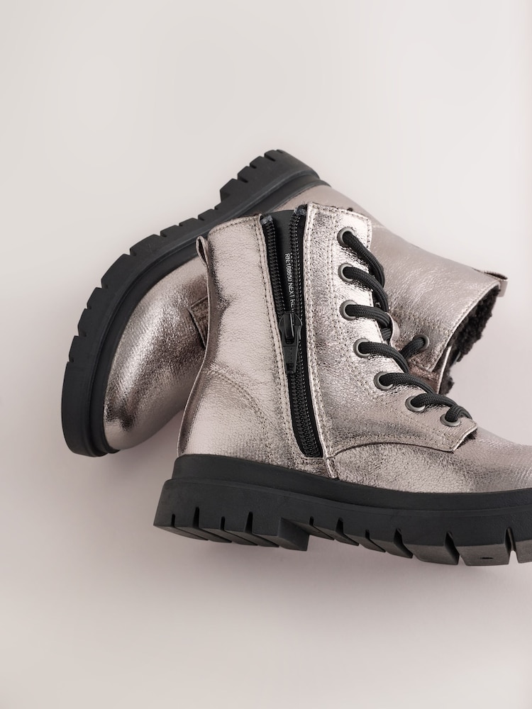 Pewter Wide Fit (G) Warm Lined Lace-Up Boots - Image 5 of 5