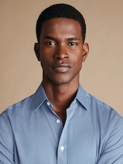 Charles Tyrwhitt Blue Slim Fit Non-Iron Puppytooth Shirt - Image 2 of 6