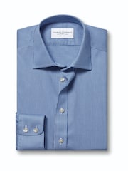 Charles Tyrwhitt Blue Slim Fit Non-Iron Puppytooth Shirt - Image 4 of 6