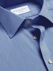 Charles Tyrwhitt Blue Slim Fit Non-Iron Puppytooth Shirt - Image 6 of 6