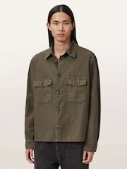 AllSaints Green Strand Long Sleeve Shirt - Image 1 of 6