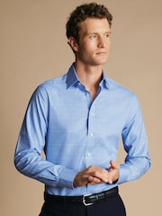 Charles Tyrwhitt Blue Slim Fit Non-Iron Prince of Wales Shirt - Image 1 of 6