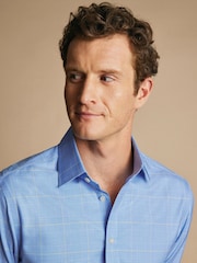 Charles Tyrwhitt Blue Slim Fit Non-Iron Prince of Wales Shirt - Image 2 of 6