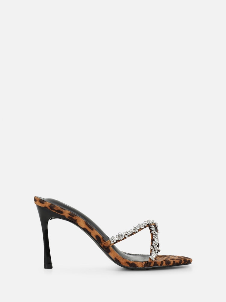 Simmi London Animal Keely Diamante Crossover Mules - Image 2 of 4