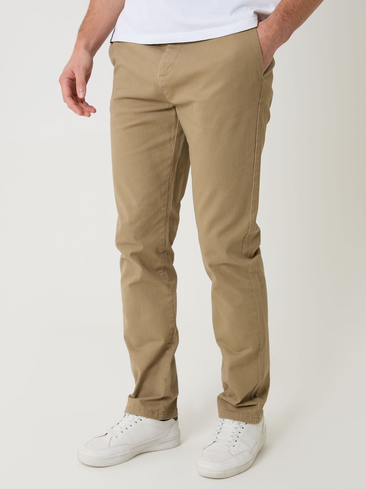Threadbare Brown Cotton Blend Slim Fit Trousers - Image 1 of 4