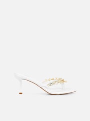 Simmi London White Silla Shell Detail Toe Thong Heeled Sandals - Image 2 of 4