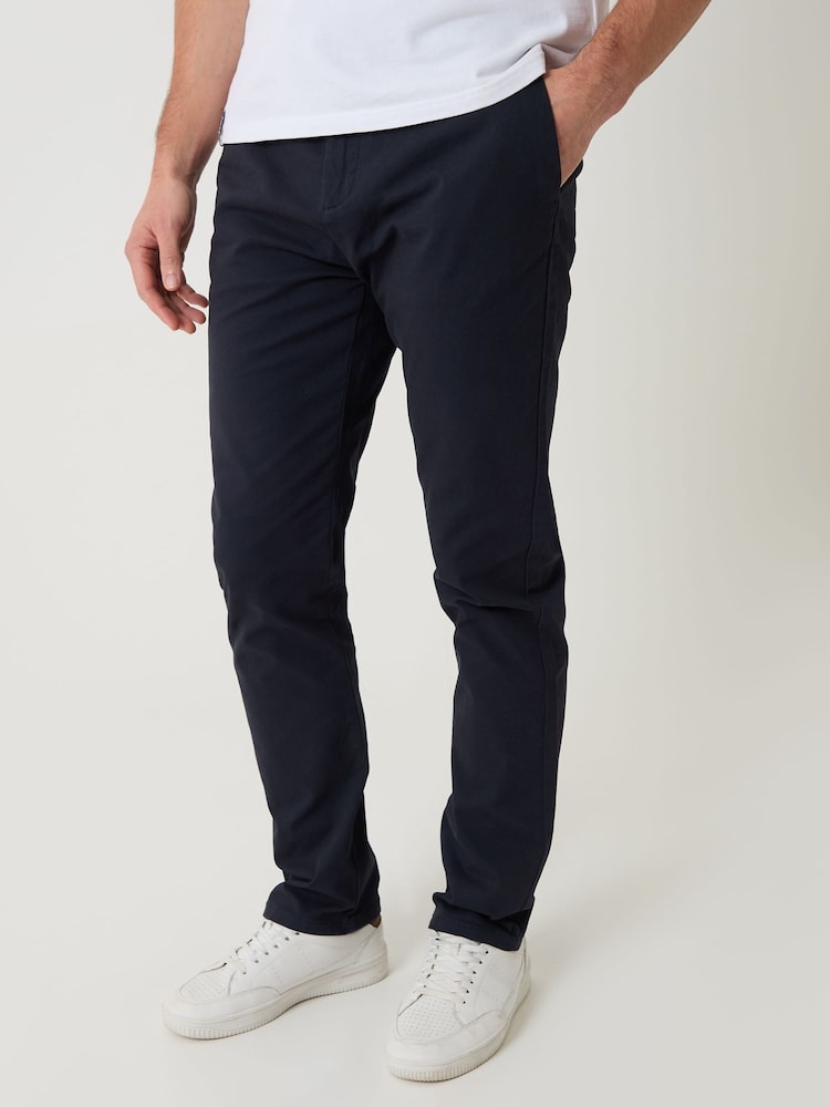 Threadbare Blue Cotton Blend Slim Fit Trousers - Image 1 of 4