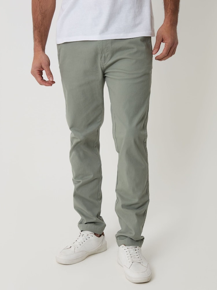 Threadbare Sage Cotton Chino Trousers With Stretch - Image 1 of 4