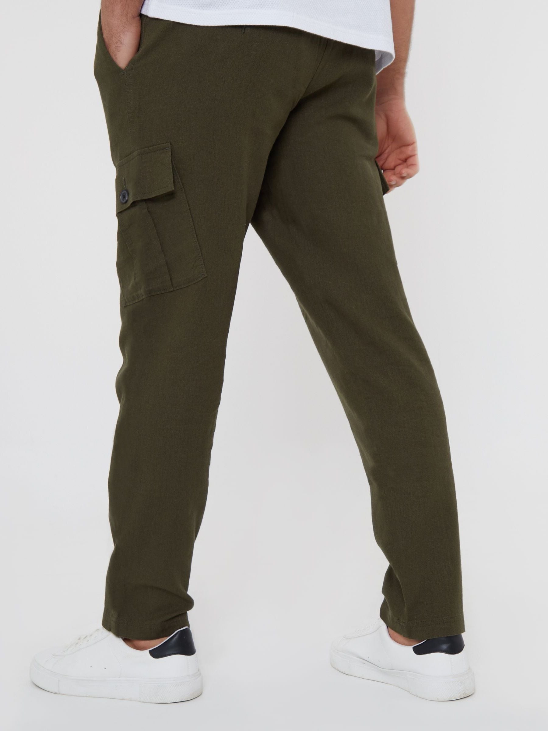 Buy Threadbare Green Linen Blend Cargo Trousers from Next USA