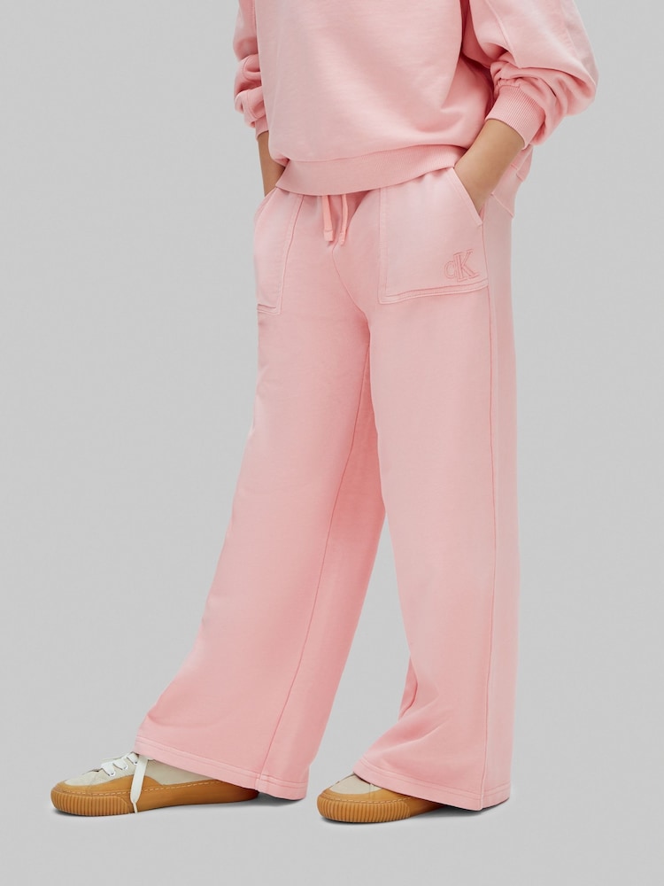 Calvin Klein Pink Wide Leg Trousers - Pigment Dyed - Image 1 of 5