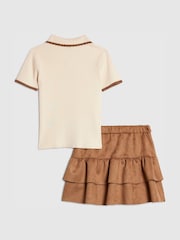 River Island Brown Polo Top & Suedette Skirt Set - Image 2 of 5