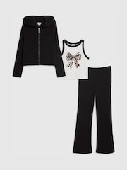 River Island Black Bow Tank Hoodie & Kickflare Set 3 Piece - Image 2 of 4