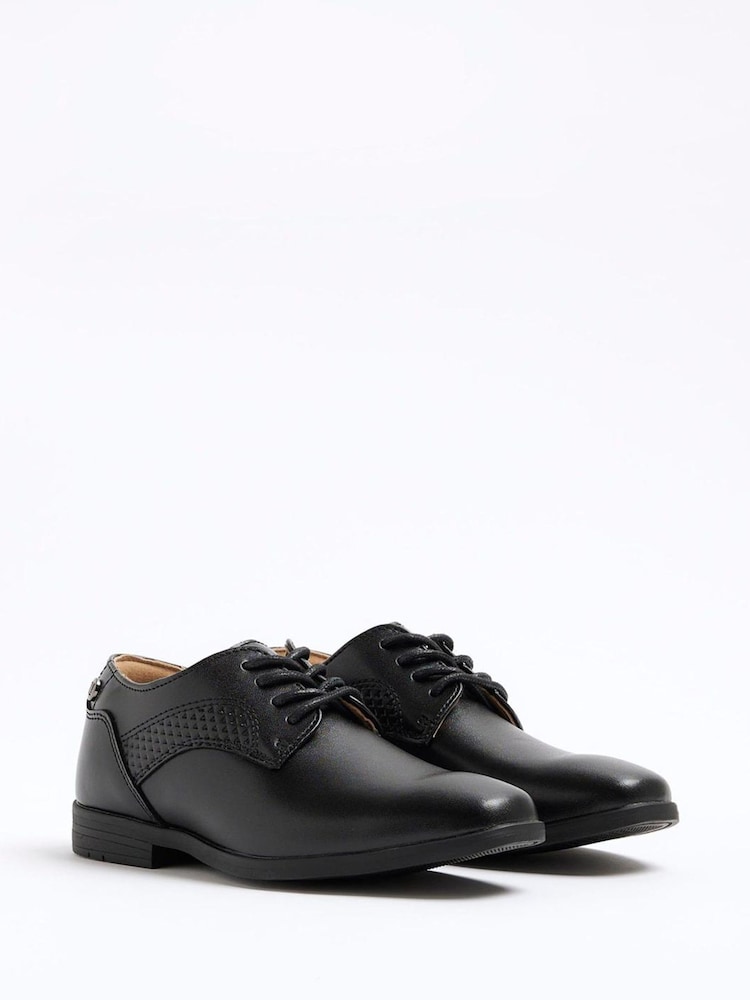 River Island Black Faux Leather Formal Lace up Shoes - Image 2 of 5 River Island Black Faux Leather Formal Lace up Shoes - Image 2 of 5