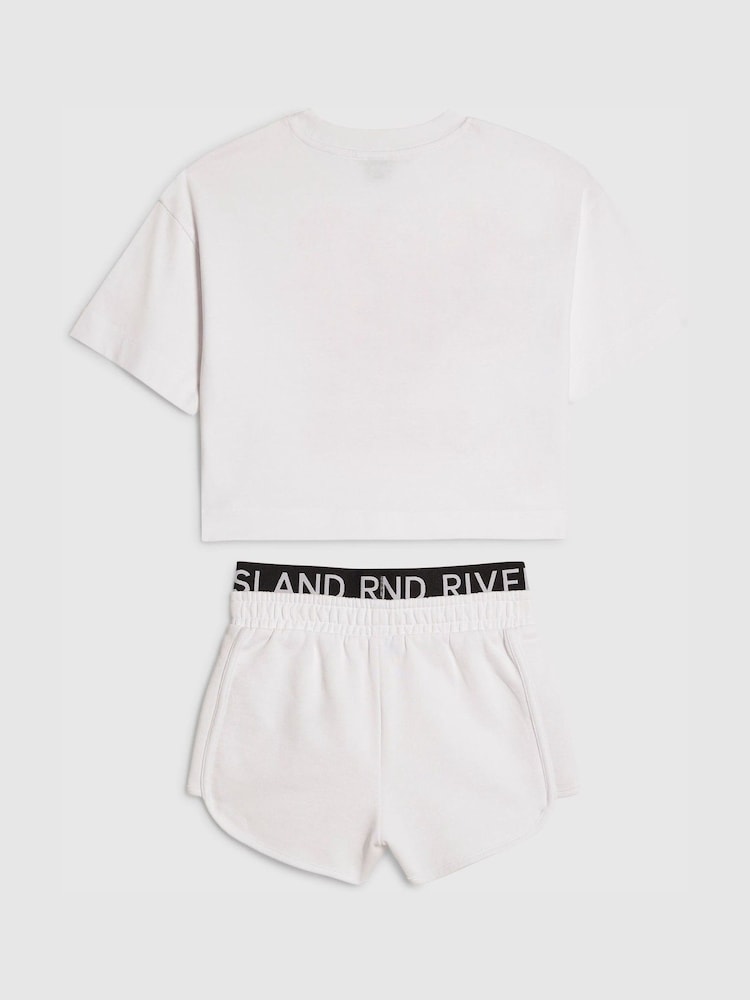 River Island White Berry Iconic T-Shirt & Runner Set - Image 2 of 4 River Island White Berry Iconic T-Shirt & Runner Set - Image 2 of 4