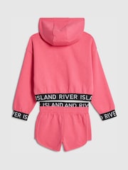 River Island Pink Logo Hoodie & Short Set - Image 2 of 4