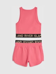 River Island Pink Logo Tank & Runner Short Set - Image 2 of 4