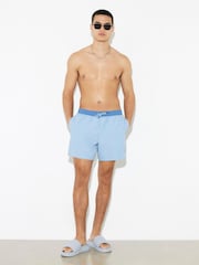 River Island Blue Colourblock Swim Shorts - Image 1 of 4