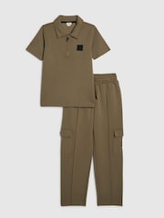 River Island Green Slim Fit Scuba Polo & Jogger Set - Image 1 of 5