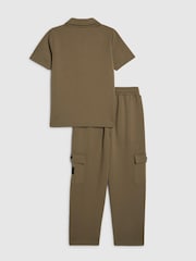 River Island Green Slim Fit Scuba Polo & Jogger Set - Image 2 of 5
