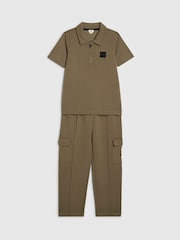 River Island Green Slim Fit Scuba Polo & Jogger Set - Image 3 of 5