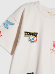 River Island White Oversized Badge T-Shirt & Shorts Set - Image 4 of 4