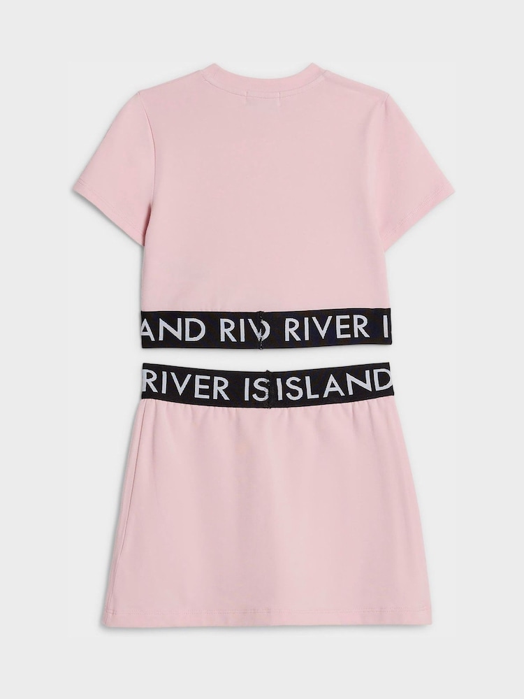 River Island Pink Logo T-Shirt & Skort Set - Image 2 of 4