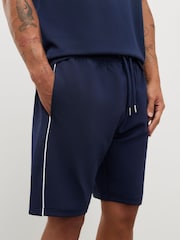 River Island Blue Slim Fit Textured Piped Shorts - Image 4 of 4