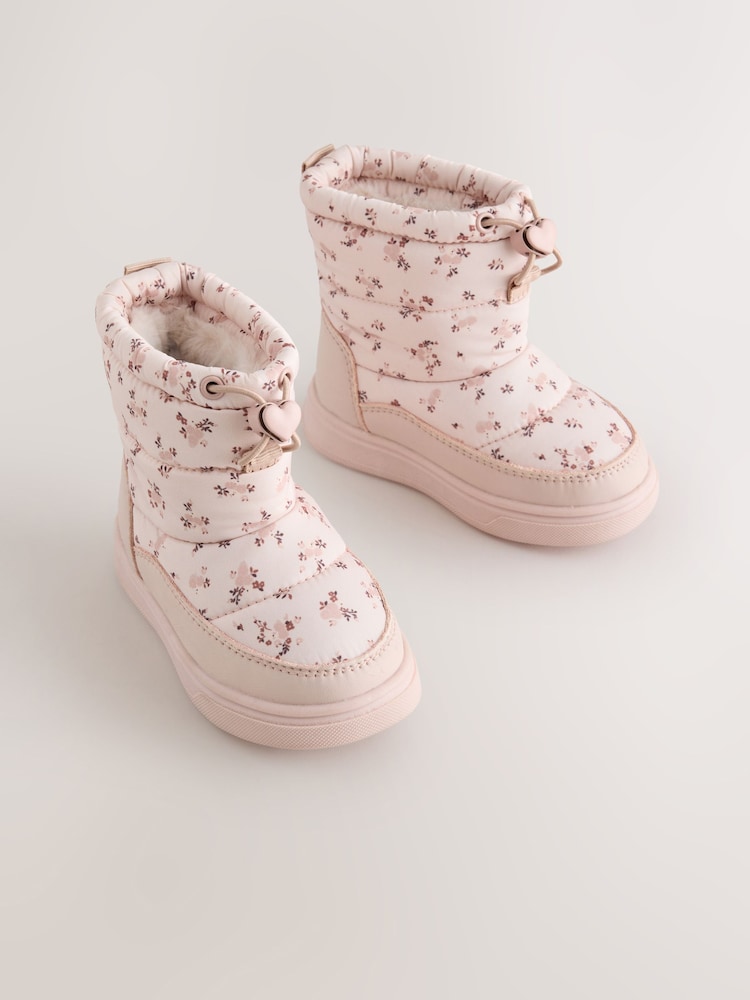 Pink Ditsy Quilted Waterproof Pull On Boots - Image 1 of 5 Pink Ditsy Quilted Waterproof Pull On Boots - Image 1 of 5