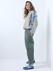 Washed Green Barrel Leg Soft Cord Trousers - Image 1 of 5